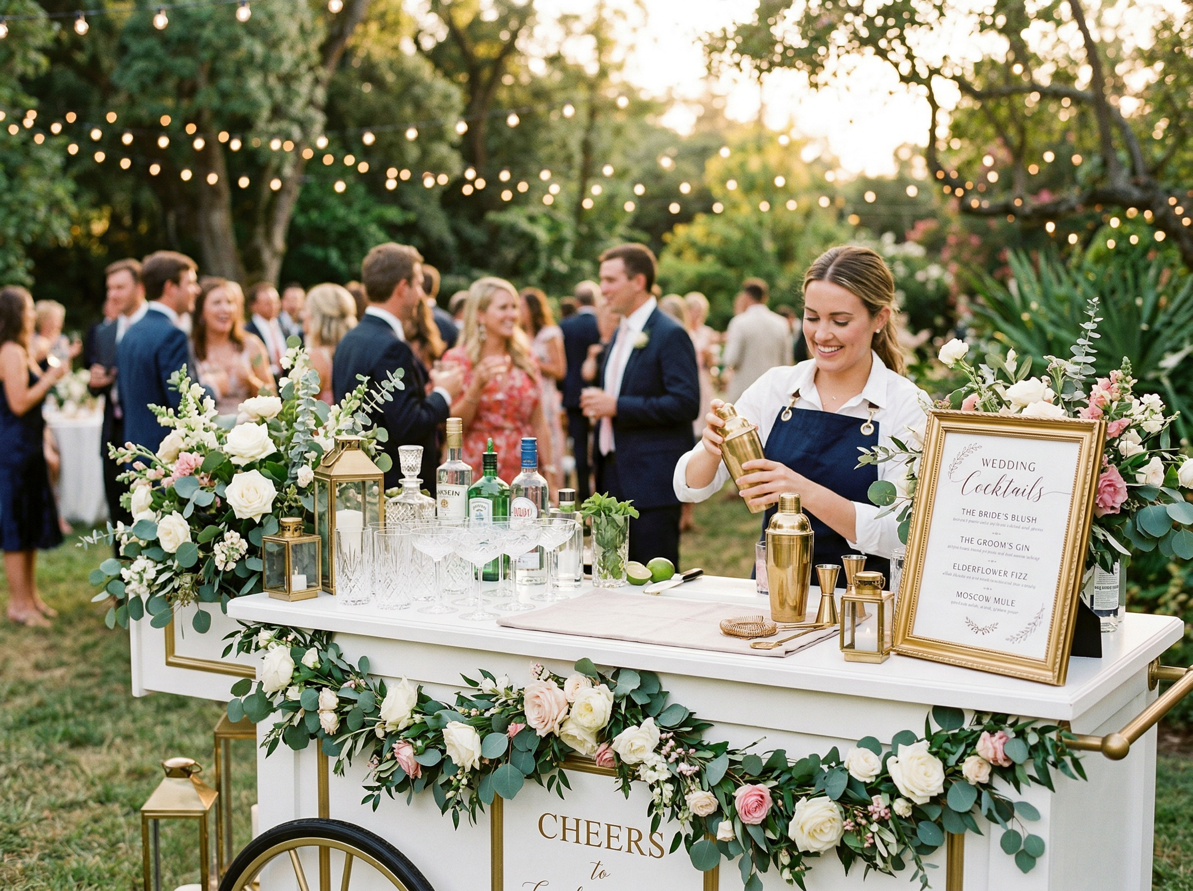 Beautiful Sassy Sips mobile bar setup decorated for a private party celebration